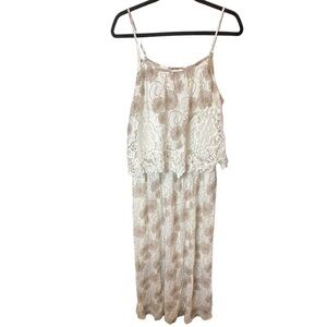 J Gee Womens White Taupe Lined Sleeveless Dress Size PL